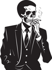 Smoky Swagger Insignia Vector Design for Gentleman Skeleton Icon with Style 