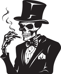 Classic Cohiba Crest Smoking Gentleman Skeleton Vector Logo for Timeless Charm 