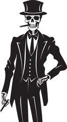 Cigar Connoisseur Crest Vector Design for Smoking Skeleton Icon with Sophistication 
