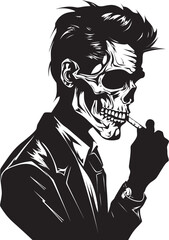 Time Honored Havana Crest Elegant Skeleton Vector Logo for Smoking Gentleman with Vintage Flair 