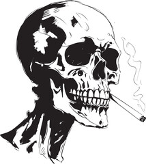 Posh Puffer Badge Vector Design for Stylish Smoking Skeleton Icon with Class 