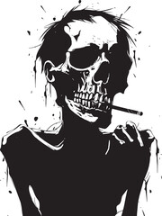 Vintage Vogue Crest Smoking Skeleton Vector Logo for Stylish Branding 
