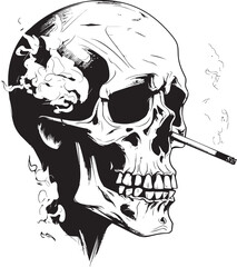 Cigar Lounge Badge Smoking Skeleton Vector Logo for Vintage Charm 
