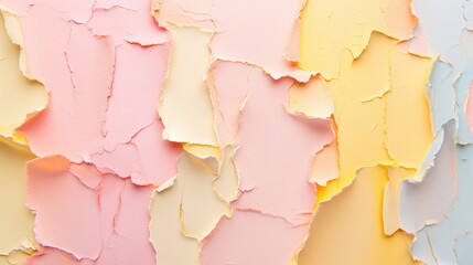 Torn ripped pastel colorful paper pieces collage background. - obrazy, fototapety, plakaty