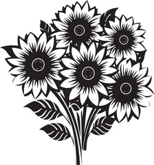 Fototapeta na wymiar Sunshine Bloom Crest Elegant Logo Featuring Sunflowers in Full Bloom 