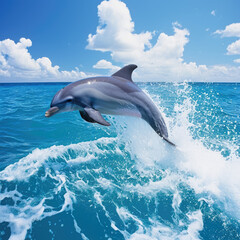 The Dolphin Leaping from the Ocean Waves