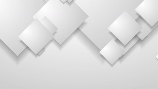 Light grey minimal paper squares abstract geometric background. Seamless looping tech motion design. Video animation Ultra HD 4K 3840x2160