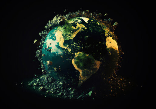 dramatic illustration about destruction of planet earth