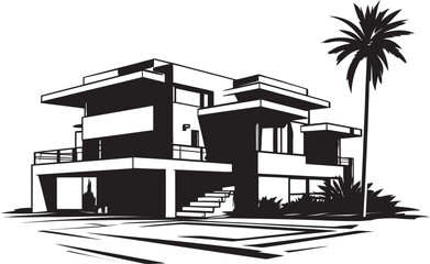 Architectural Marvel Badge Luxurious Modern Villa Icon for Exclusive Branding 