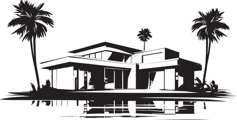 Contemporary Charm Badge Luxurious Modern Villa Vector Icon 
