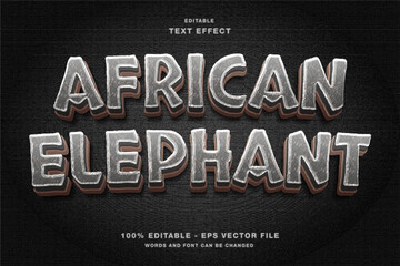 African Elephant 3D Editable Text Effect - obrazy, fototapety, plakaty
