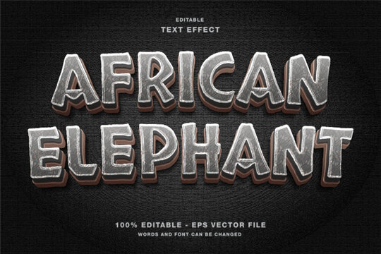 African Elephant 3D Editable Text Effect