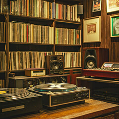 Vintage Record Room: Retro and Nostalgic - obrazy, fototapety, plakaty