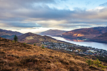 Panoramic view from Fort William, From the summit of Cowhill. Scotland.