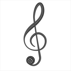 Black music note symbol. Treble clef isolated on white background. Vector illustration
 - obrazy, fototapety, plakaty