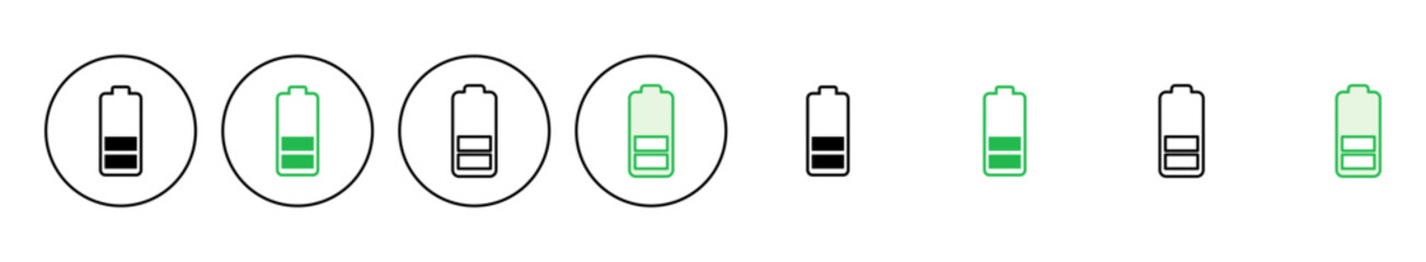 Battery icon set. battery charge level. battery charging icon