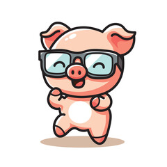 cute vector design illustration of cheerful pig