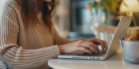 woman's hand writing on a laptop