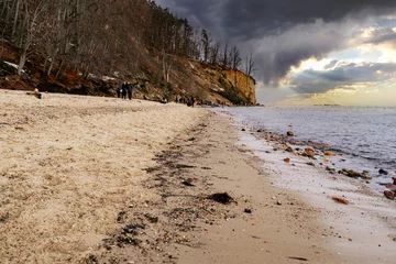 Photo sur Plexiglas La Baltique, Sopot, Pologne Rocks and sandy beach on the coast of the Baltic Sea in Gdynia