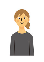 主婦　女性　ミドル　笑顔　ロングヘア