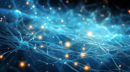 Nerve cell blue microscope tissue