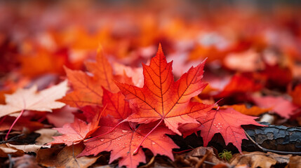 Autumn maple leaves on the ground