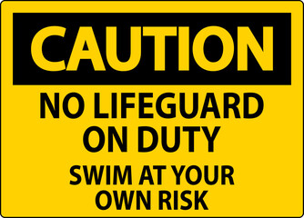 Pool Caution Sign No Lifeguard On Duty Swim At Your Own Risk