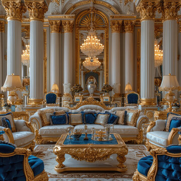 Russian Imperial Grandeur: Gold and Royal Living Room