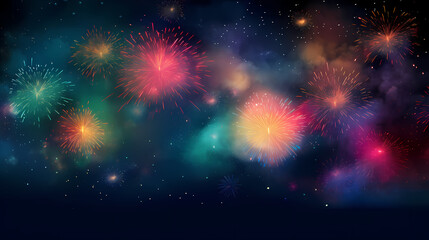 Obraz na płótnie Canvas Beautiful fireworks background at night for holiday decoration