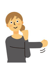 主婦　女性　ミドル　悩み　ストレッチ　ロングヘア