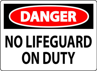 Pool Danger Sign No Lifeguard On Duty