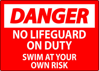 Pool Danger Sign No Lifeguard On Duty Swim At Your Own Risk