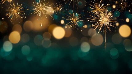 Fototapeta premium Beautiful fireworks background at night for holiday decoration