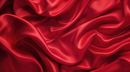 Luxurious red abstract background with elegant satin fabric with lustrous waves, for various creative projects.