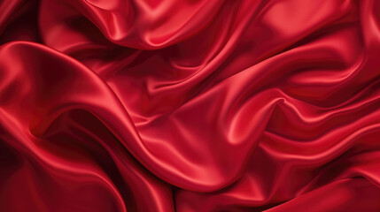 Obraz premium Luxurious red abstract background with elegant satin fabric with lustrous waves, for various creative projects.