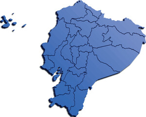 ECUADOR MAP WITH DEPARTMENTS 3D ISOMETRIC MAP