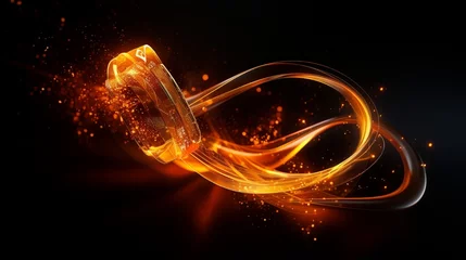 Foto op Canvas A dynamic composition of the orange phone receiver with virtual sparks and energy. © Azeem