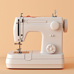 Modern Sewing Machine on Bisque Background