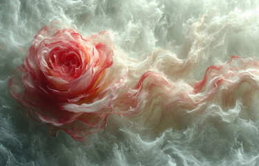 A Dreamy Flowing Cloud Pattern Pink, Red, and White Flower Bloom Background