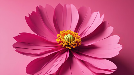 beautiful cosmos flower on pink background, close up