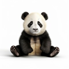 A cute baby panda sitting down