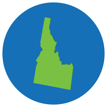 recommend clip art: Idaho state map in globe shape green with blue circle color. Map of the U.S. state of Idaho.