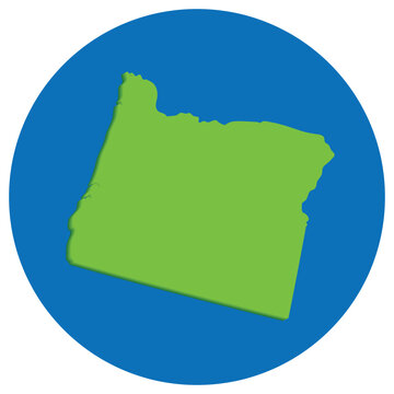 recommend clip art: Oregon Map in globe shape green with blue round circle color. Map of Oregon. USA map