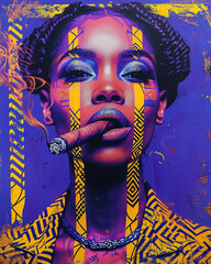 a poster of an african woman smoking a cigar