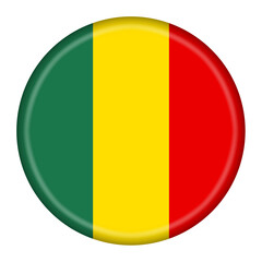 Mali flag button 3d illustration with clipping path