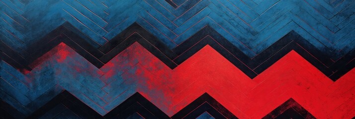 Blue and red zigzag geometric shapes
