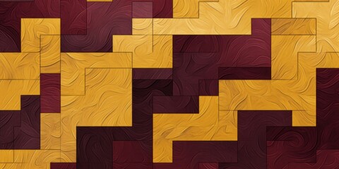 Burgundy and mustard zigzag geometric shapes