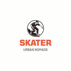 Figure skater silhouette male logo design vector