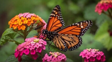 Fototapeta premium butterfly on flower
