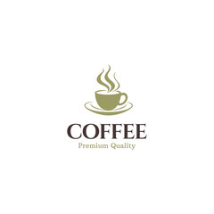 Cup of coffee and speech bubble logo template